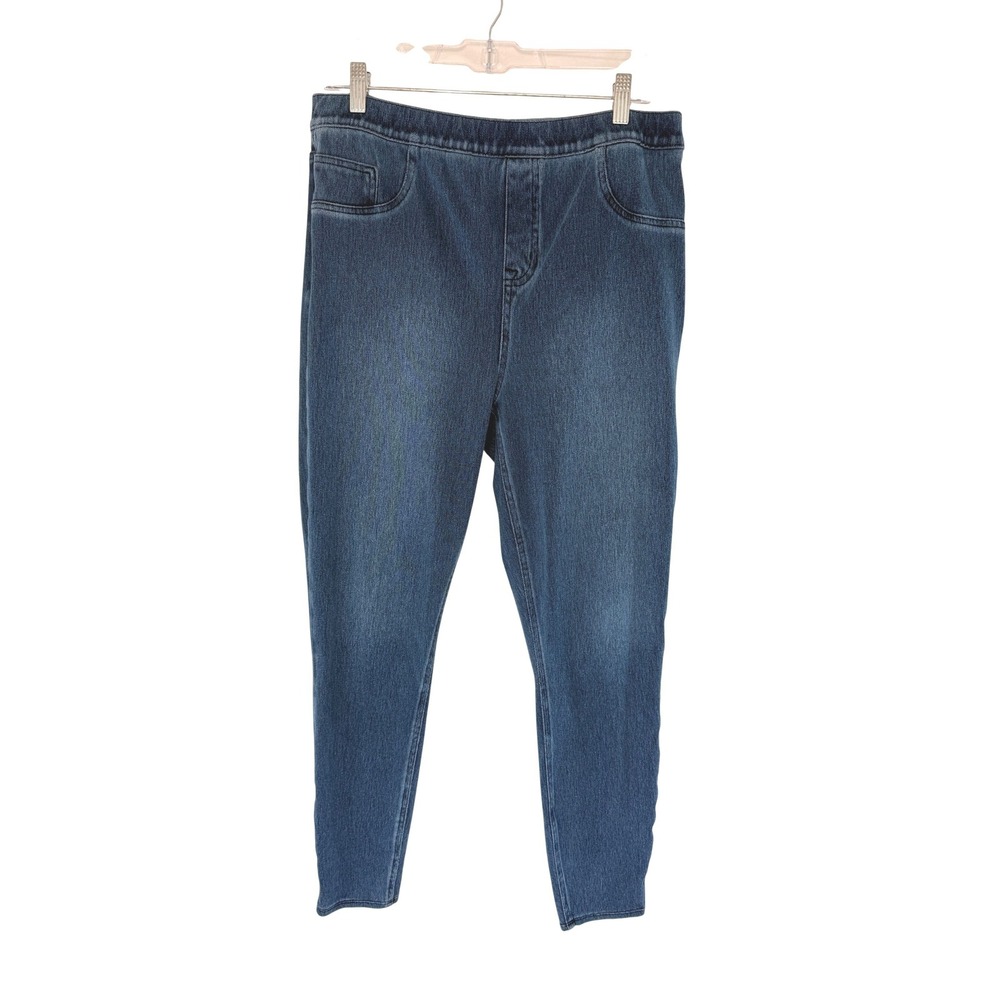 Spanx Jeanish Ankle Leggings Plus Casual Medium Wash Pull On Stretch Denim 1X